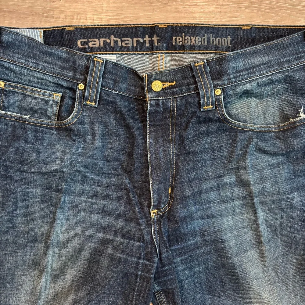 Carhartt B310DRT Jeans Men’s 36x36 Relaxed Fit Dark Wash Bootcut Work Pants Tall - Picture 5 of 10